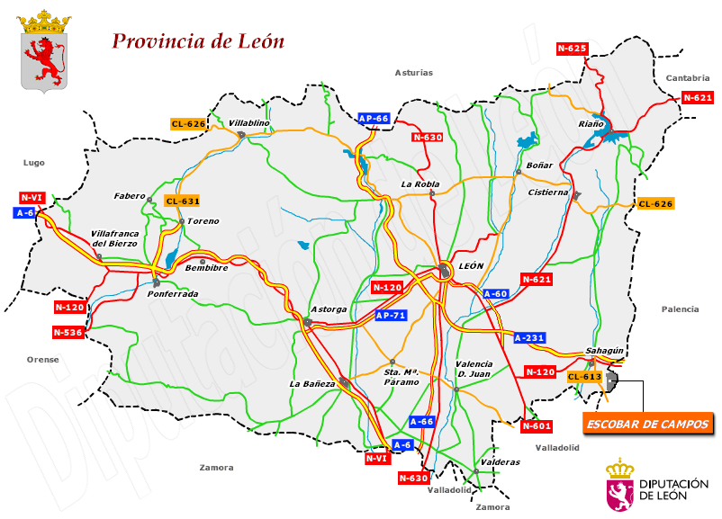 Mapa de la provincia de León